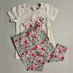 GUESS Girls’ White Logo Tee & Floral Leggings